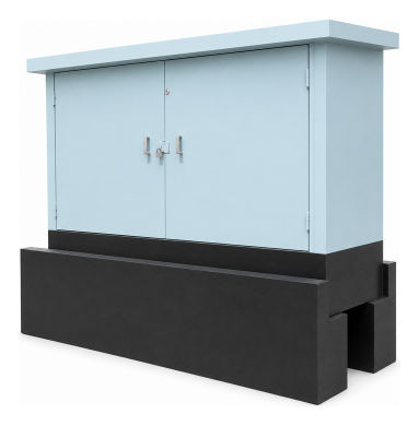 Link box enclosure on a precast foundation
